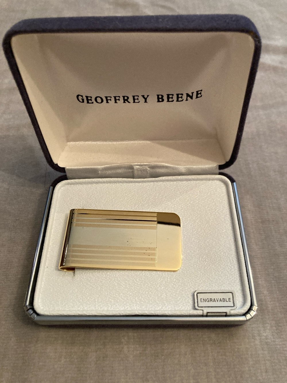 Geoffrey Beene Gold Striped Money Clip